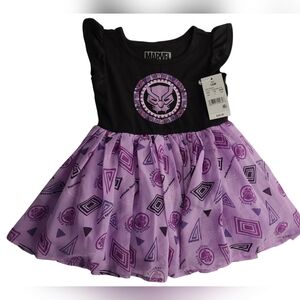Marvel Black Panther Girls Dress Black Purple Superhero Wakanda Forever Baby 18M